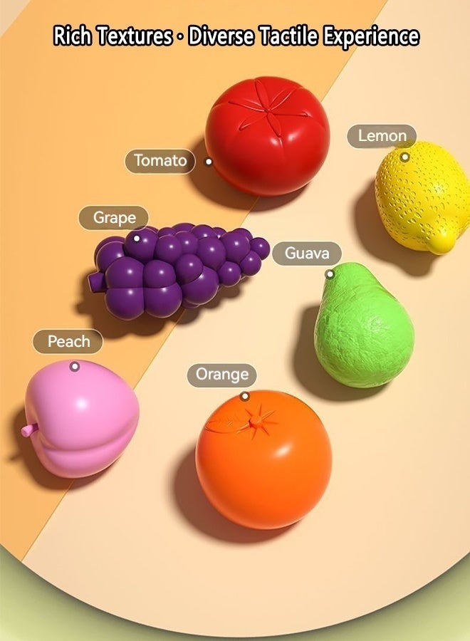 6-18 Months Baby Montessori Sensory Cube Toy, Elastic Band Fruit Pull Out Game, Fine Motor Skill Development Teething Toy for Toddler, 6Pcs Fruit Shape Educational Play Toy - Image 4
